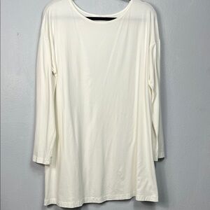 Bryn Walker White Long Sleeve Scoop Neck Tunic Top Large